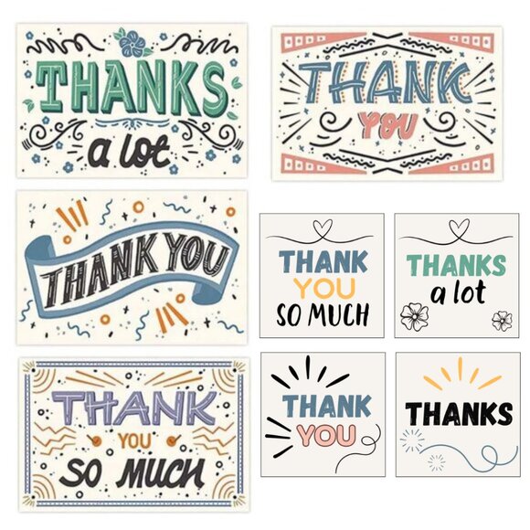 160 Pc Bundle Thank you Cards and Stickers - Picture 1 of 3